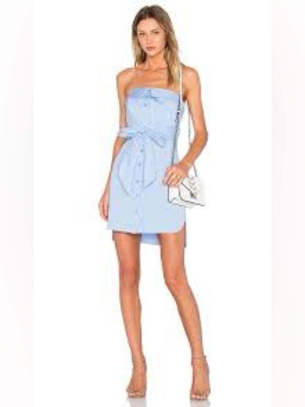 MILLY Strapless Tie Shirt Dress in Sky